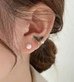 Faux Pearl and Fish Tail Earrings - Image 4