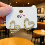 Heart Shape Double Korean Earrings - Image 3