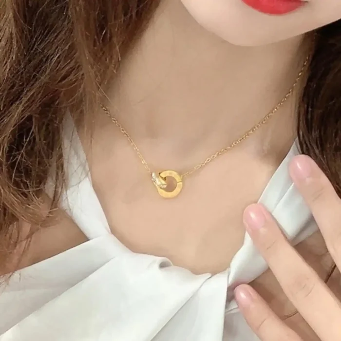 Roman Circle Stainless Steel Necklace - Image 6