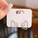 Heart Shape Double Korean Earrings - Image 2