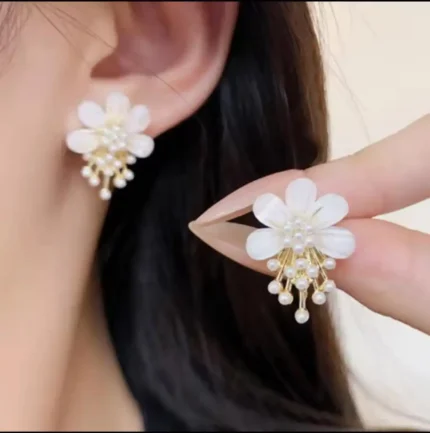 Flower Pearl Korean Earrings