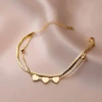 Three Heart Gold Bracelet - Image 4