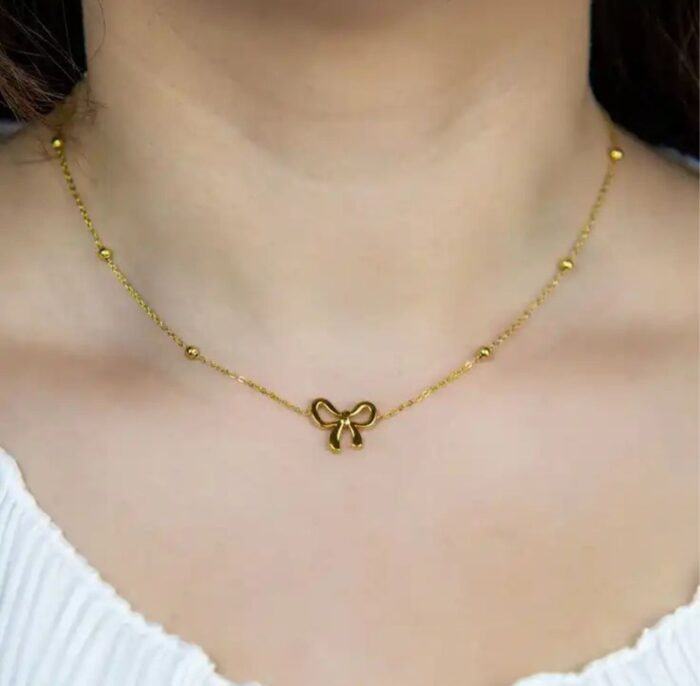 Knot Shape Ball Chain Necklace - Image 1