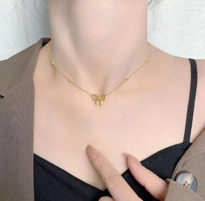 Knot Shape Ball Chain Necklace - Image 3