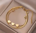 Three Heart Gold Bracelet - Image 5