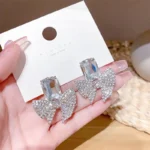 Sparkling Zircon Korean Earrings - Image 2