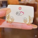 Butterfly Pearl Korean Earrings - Image 3